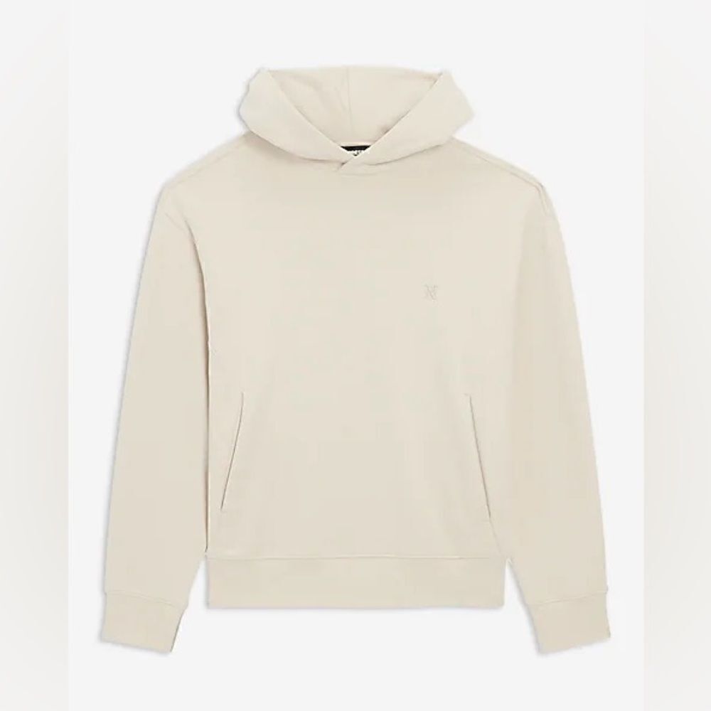 NWT Men’s Express Suede Fleece X Logo Hoodie in Oyster Size XL